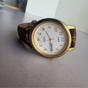 Timex Gold Watch with Brown Strap Men's Watch